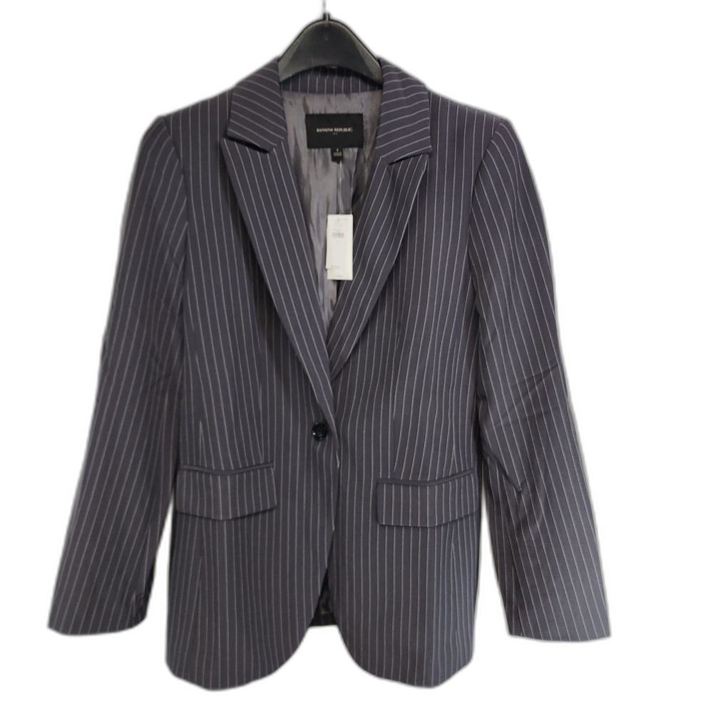 NWT Banana Republic Grey Pinstripe Suit Jacket Blazer Size 4